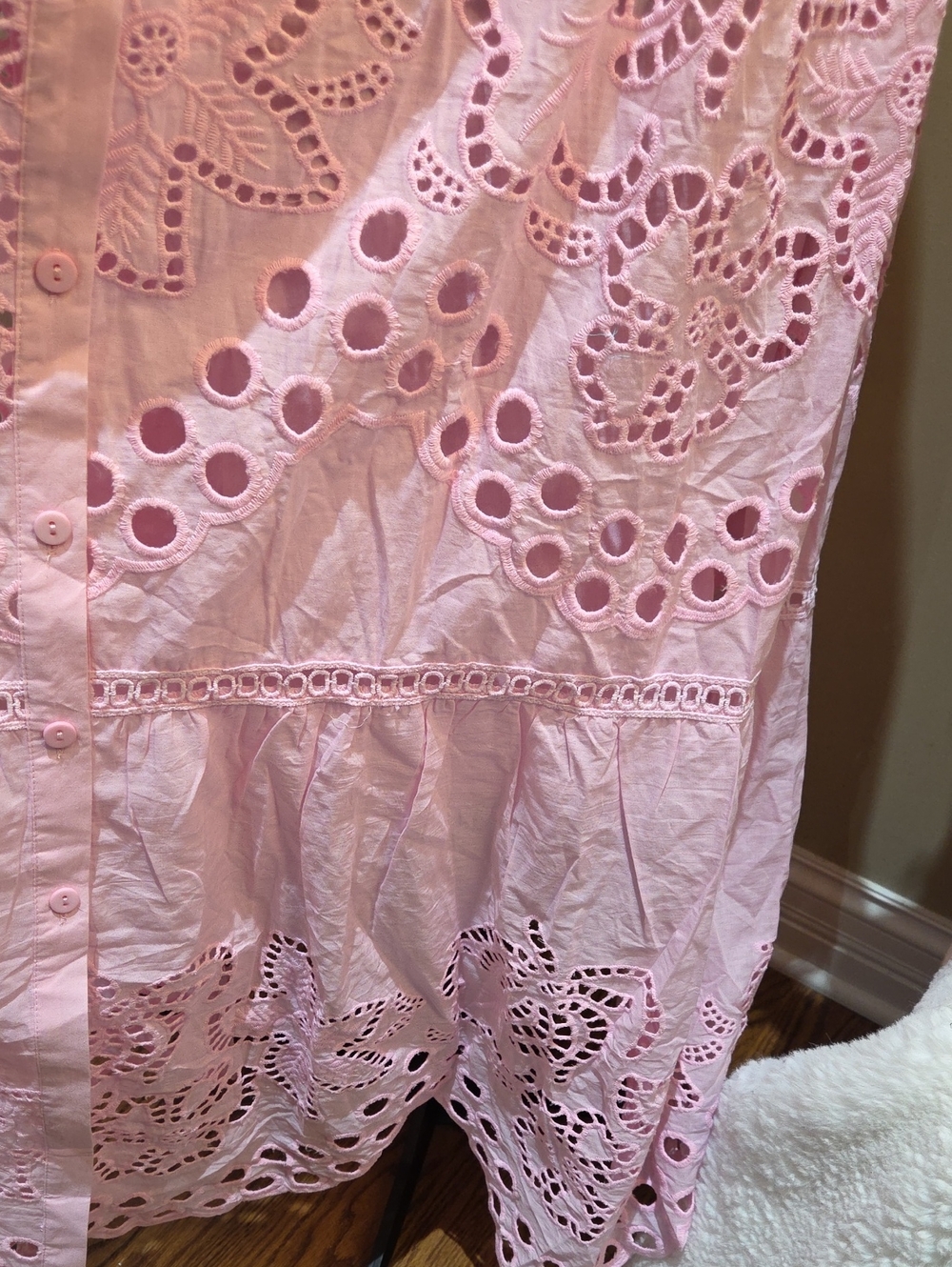 Nwt Large & Mediun Solitaire Pink Eyelet Maxi Dress - Picture 10 of 17